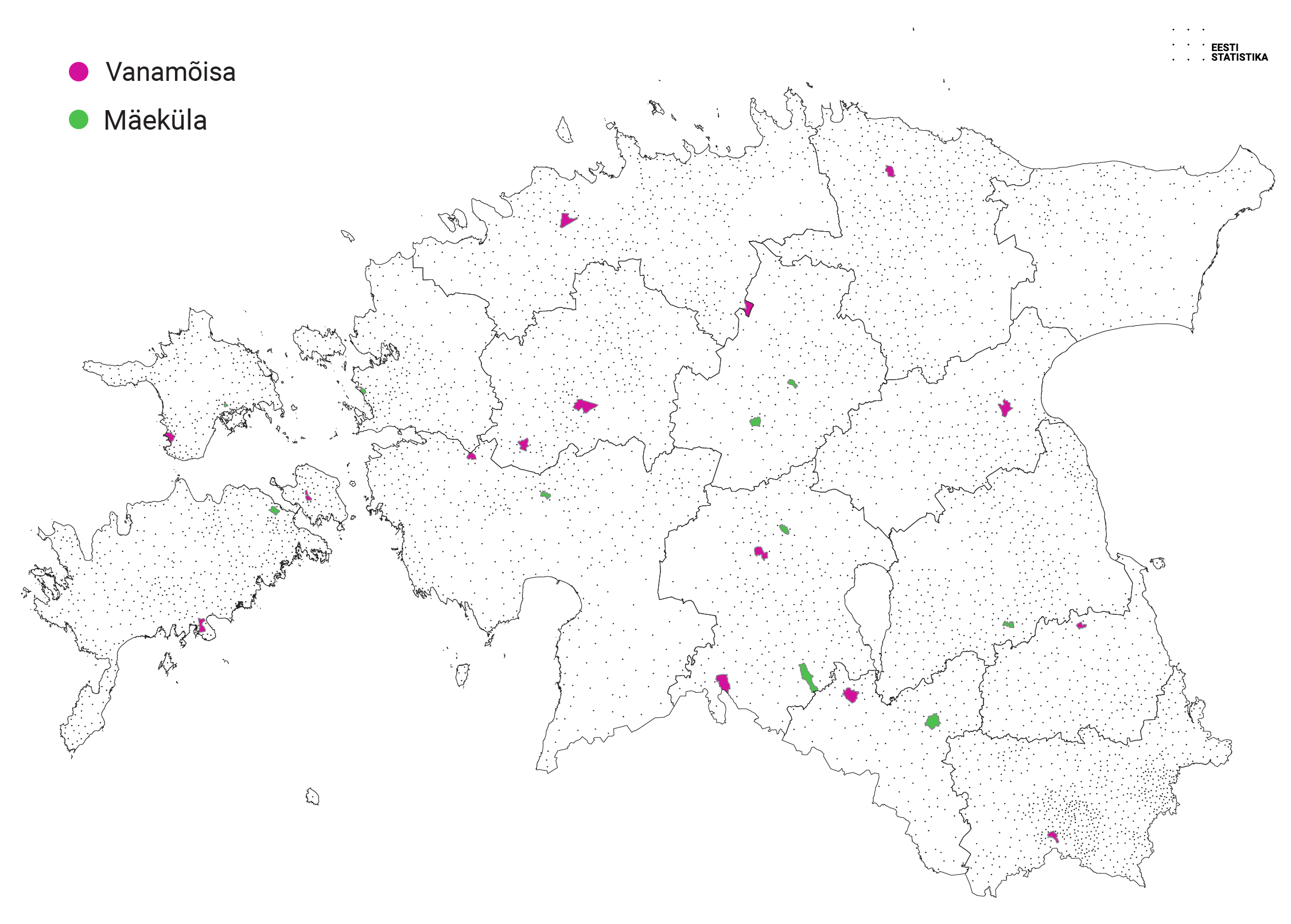 Eesti levinuimad külanimed on Vanamõisa ja Mäeküla