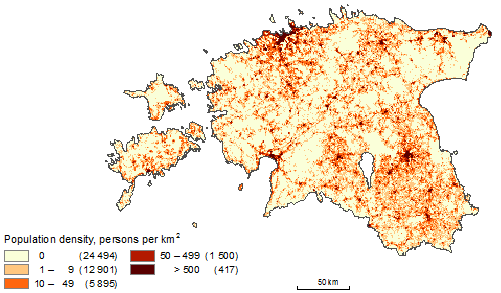 Diagram: Population density of Estonia