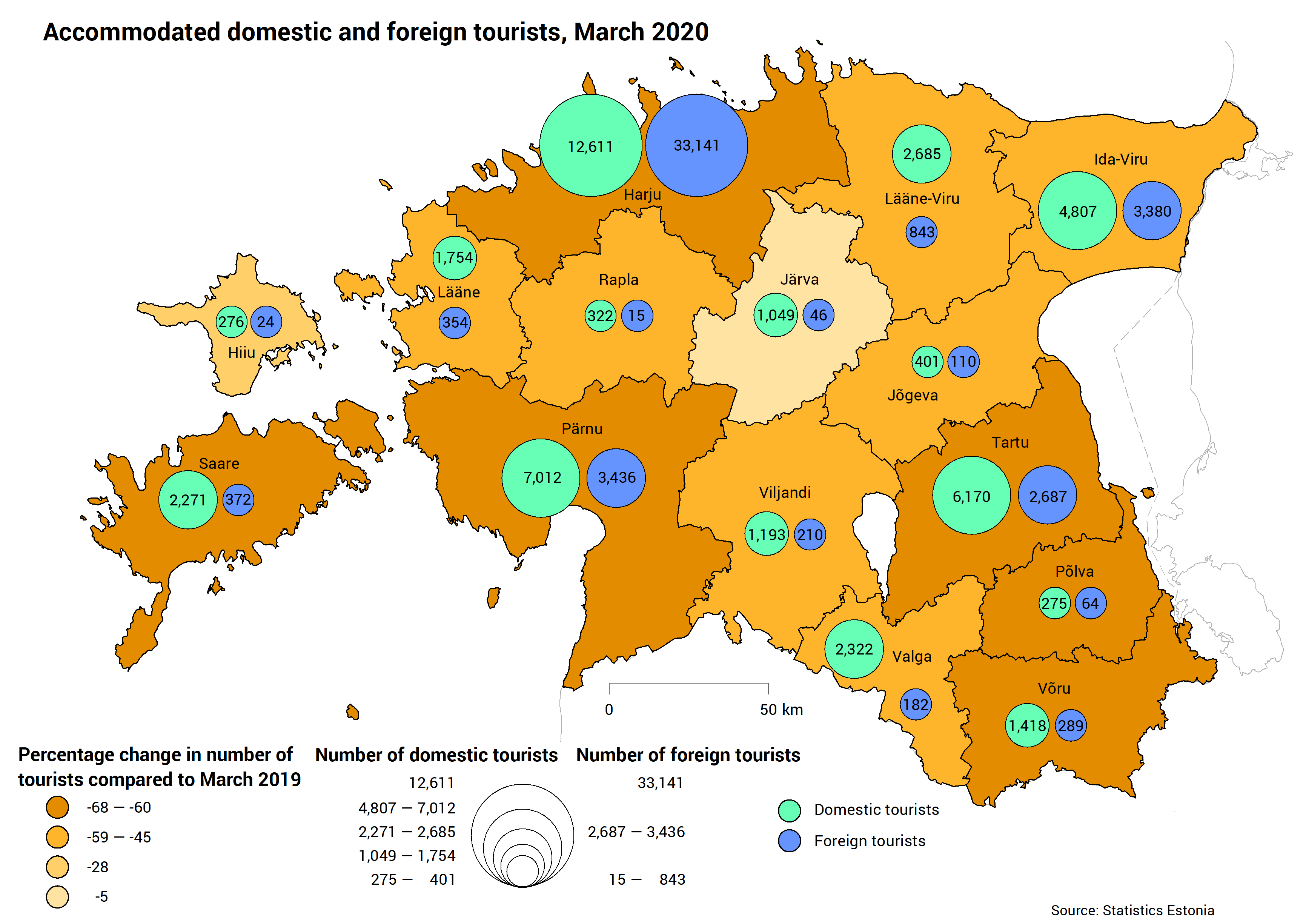 In March, the number of accommodated tourists dropped by more than a half